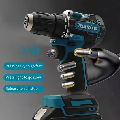 Parafusadeira/Furadeira de Impacto sem fio Makita DDF487 18V, Velocidade Variável, Motor Brushless, Ferramentas Elétricas