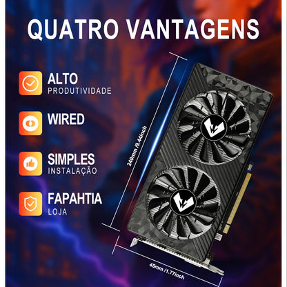 Placa de vídeo Soyo AMD Radeon RX580 8G GDDR5 256bit para jogos, componentes de computador desktop pcie3.0x16