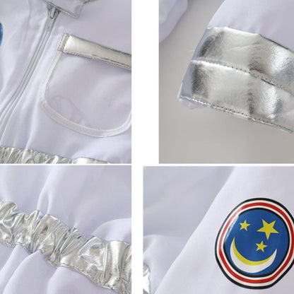 Child Spaceman Costume Halloween Party Outfit with Cap Astronaut Role Play Costume for Kids Boys & Girls Carnival Party