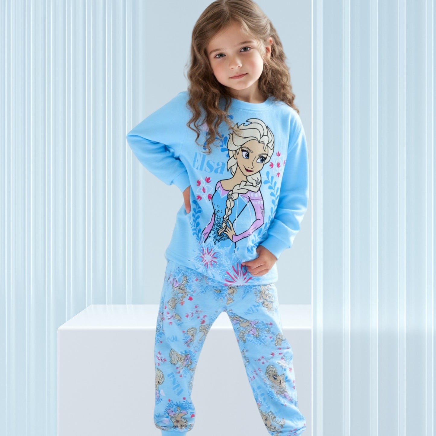 New Kids Pajama Set Cotton Soft Elsa Print Loungewear Long Sleeve Pjs Sleepwear for Toddler Boys nightwear Girls nighty