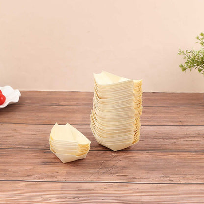 Bandejas de Alimentos 50pçs Barco de Madeira para Sushi Bambu Natural Descartável Caiaque Salada Sobremesa Bolo de Pinheiro Barco Tigela de Lanche Tapete Bandeja de Prato de Sushi