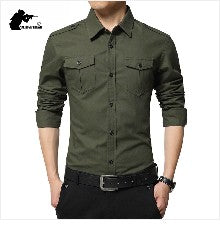 Stretch Men's Shirt Multiple Pockets Quick Drying Shirts High Quality Male Elastic Tooling Shirt Men Clothing Casual Shirts AF54