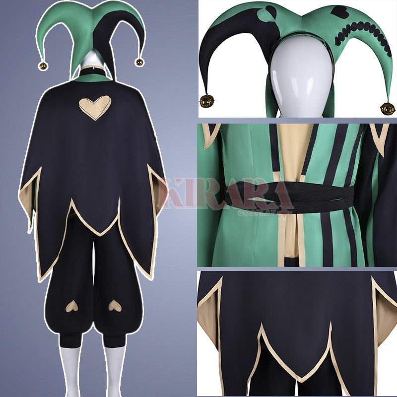 The Freak Circus Pierrot Jester Harlequin Cosplay Costume for Game Adult Clown Joker with Mask Halloween Carnival Outfits