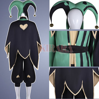 The Freak Circus Pierrot Jester Harlequin Cosplay Costume for Game Adult Clown Joker with Mask Halloween Carnival Outfits