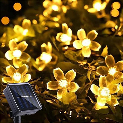 Solar Cherry Garden Blossom Flower Lights Garlands String Lights Solar Outdoor Waterproof Christmas Decoration Lamp