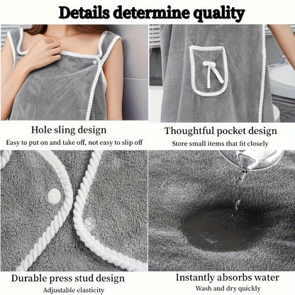 Wearable Bath Towel, Bowknot Coral Velvet Bath Skirt For Adults, Water Absorption, Quick Drying, Bath Towel, No Hair Loss, Bath