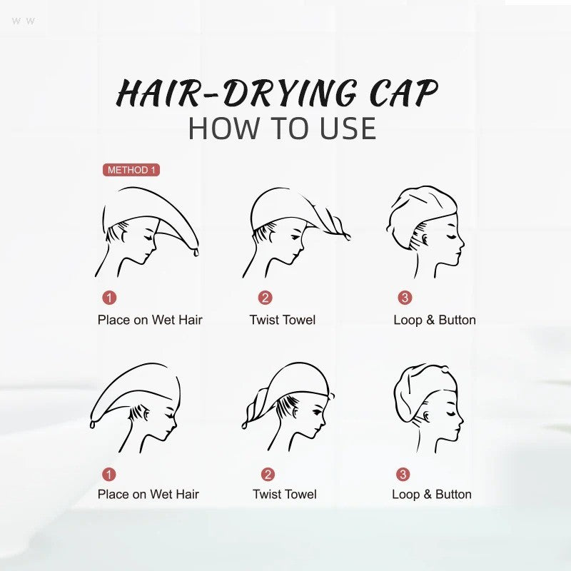 Microfiber Hair Towel Wrap for Women, Shower Spa Head Wrap Hair Drying Hat Turban Microfiber Terry Dry Absorbent Quick Dry Hair