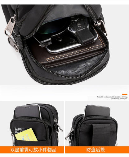 Fashion 3 Layers Men Small Shoulder Bag High Quality Durable Nylon Male Handbag Portable Messenger Bag Flap Mini Waist Bag