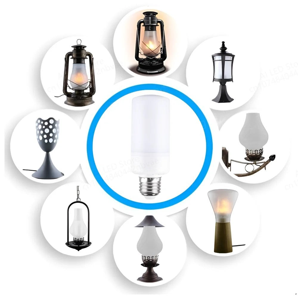 E27 E14 B22 LED Flame Bulb 9W Four Modes Flame Bulb Flashing LED Dynamic Flame Effect Light AC8V-265V 78SMD 2835 Light Bulb