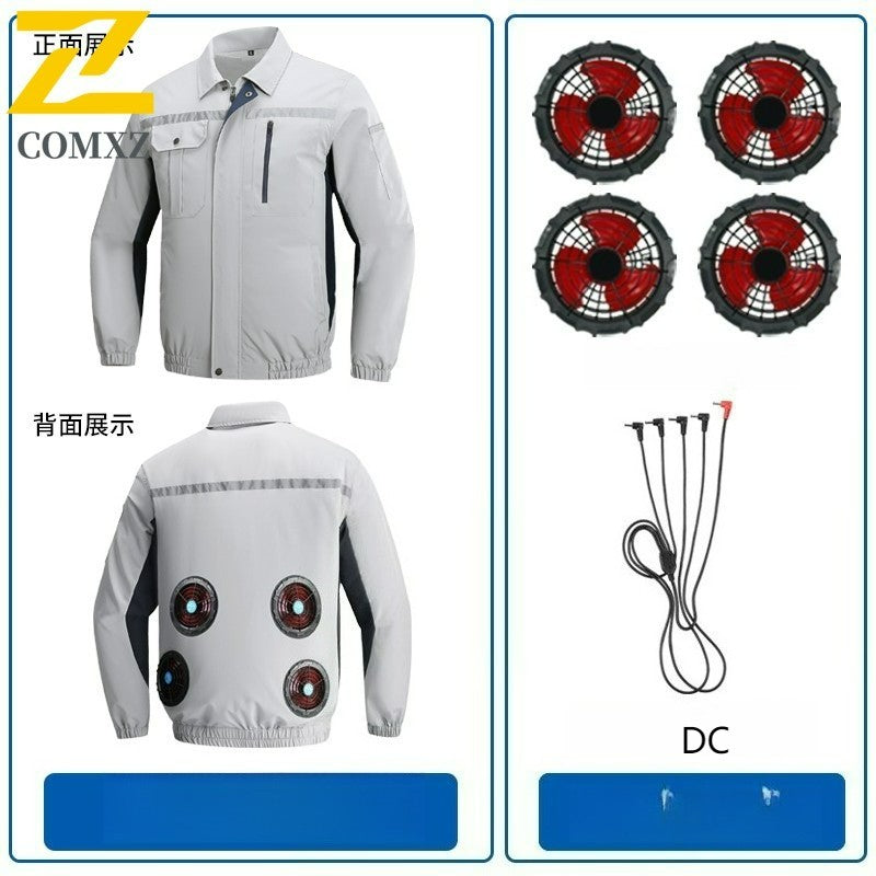 Summer Cooling Jacket Men's Hooded Fan Jacket Heat Resistant Fan Air Conditioner Clothes Breathable Outdoor Fishing Fan Workwear