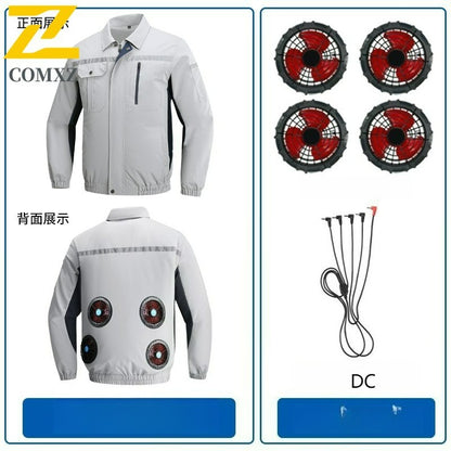 Summer Cooling Jacket Men's Hooded Fan Jacket Heat Resistant Fan Air Conditioner Clothes Breathable Outdoor Fishing Fan Workwear