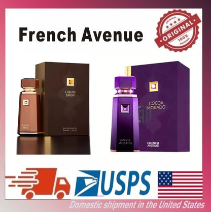 French Avenue Luxury Perfume - Elegant Gift Packaging,LIQUID/COCOA MORADOBRUN Musk & Floral Scent, Unisex Fragrance for Men