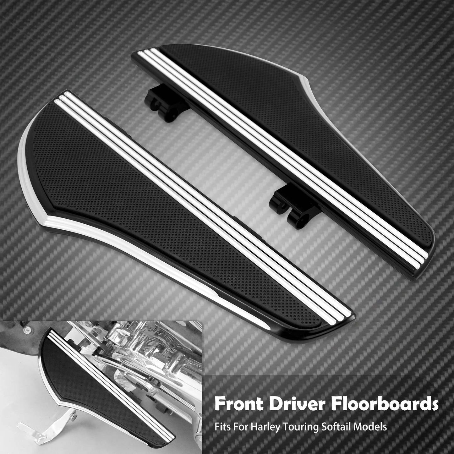 Pedaleiras Antiderrapantes Dianteiras para Motocicleta Harley Softail Fatboy Deluxe Touring Electra Glide FLHR
