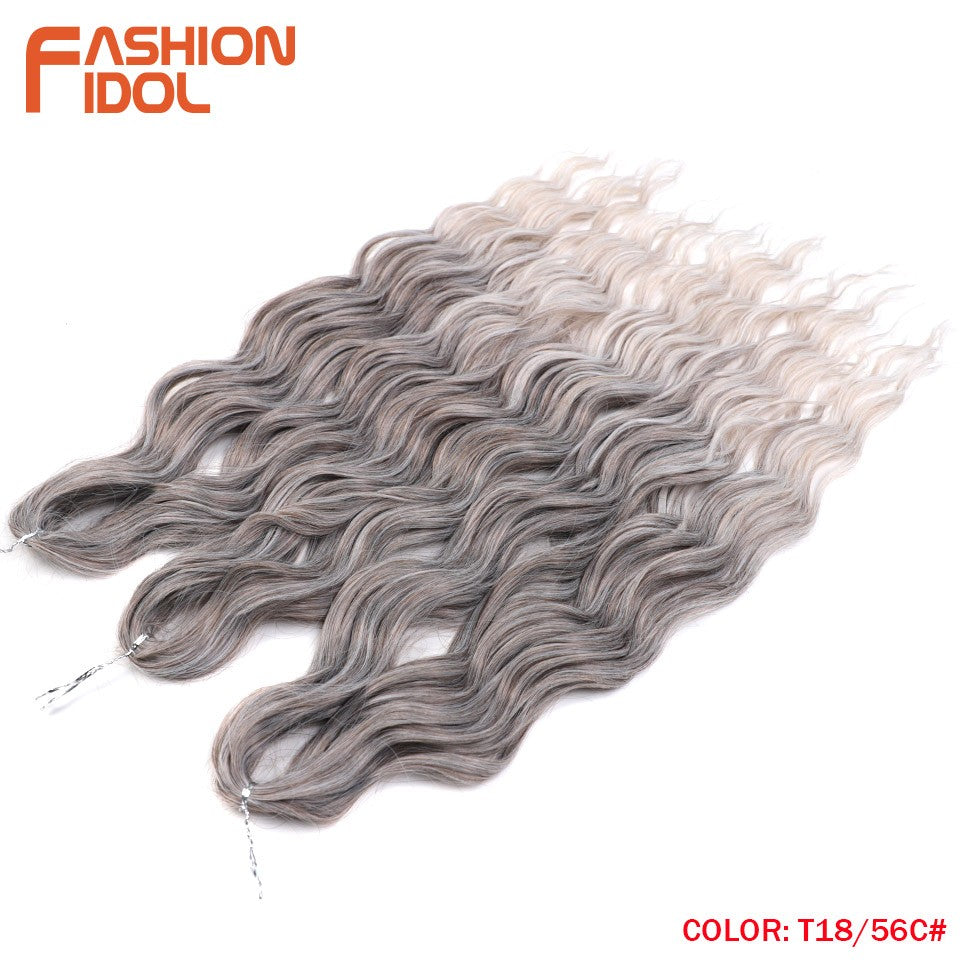 FASHION IDOL Cabelo de Crochê Torção Laranja Extensões de Cabelo Trançado de Onda Profunda Sintética Cabelo Onda de Água 24 Polegadas Fibra Resistente ao Calor