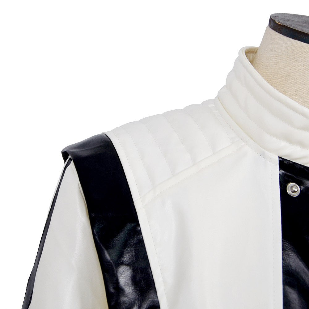 Michael Jackson Thriller Scary Costume Red Leather Jacket for Women Man Adults Dress Halloween Baseball Jacket Retro Bomber Coat