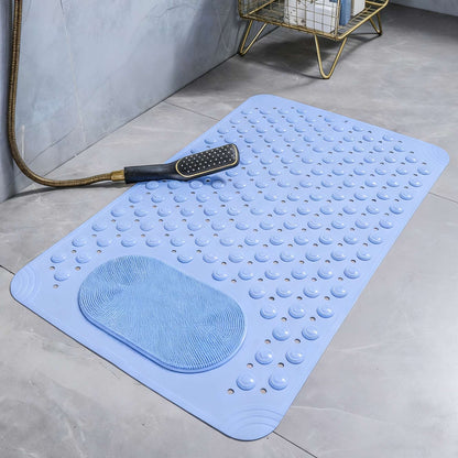 Non-Slip Bath Mat with Massage Feature Oblong Shower Floor Rug Non-Textile Water Absorbent Bathroom Mat with Suction Cups