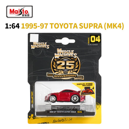 Maisto Escala 1:64 2025 Ferrari F40 Porsche AE86 Mustang Muscle Car Modelo Estático Brinquedo Colecionável