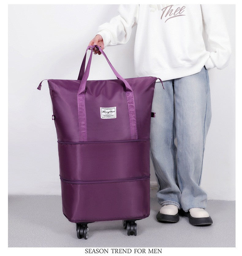 Universal Wheel Expandable Luggage Large Capacity Lightweight Travel Fitness Bag with Dry And Wet Separation Storage