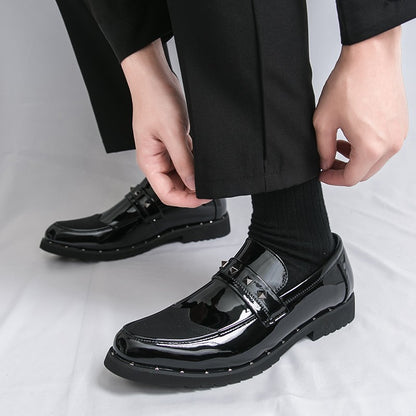 Men Loafers PU Splicing Low Heel Professional Classic Business Banquet Men Shoes Size 38-46