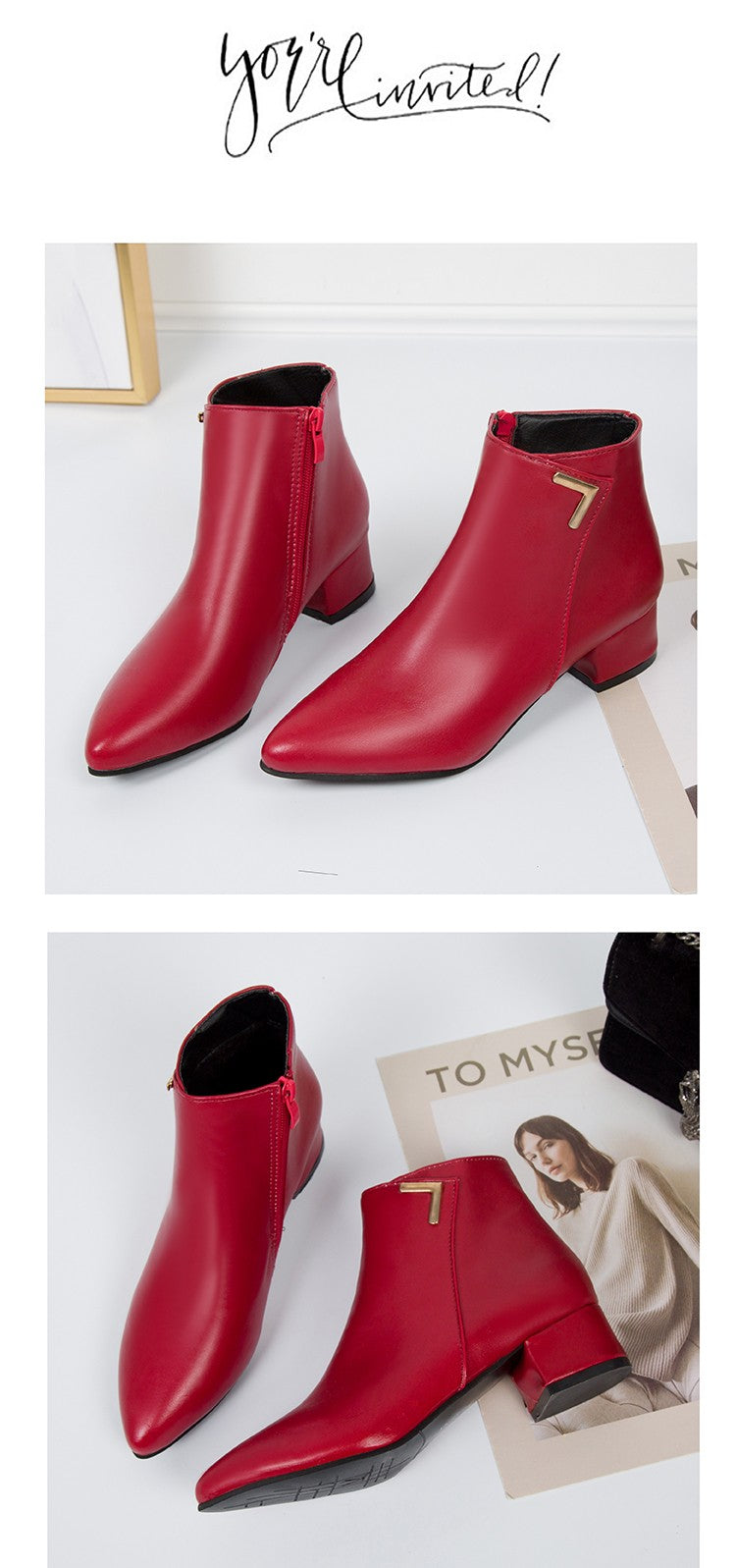2025 New Autumn and Winter New Ankle Boots Thick Heel Pointed Toe Women Short Boots Fashion Leather Slim Boots Women Size42 Q233