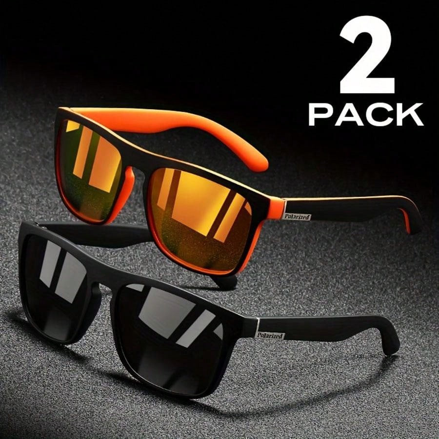 2pcs Square Polarized Sunglasses Anti Glare Sun Shades For Summer Party Vacation Travel Driving Fishing