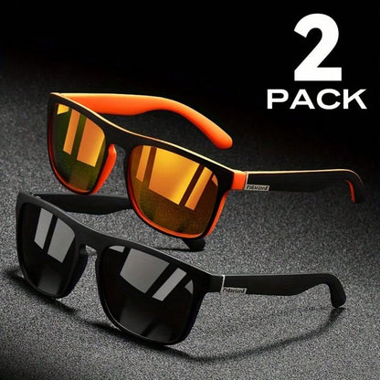 2pcs Square Polarized Sunglasses Anti Glare Sun Shades For Summer Party Vacation Travel Driving Fishing