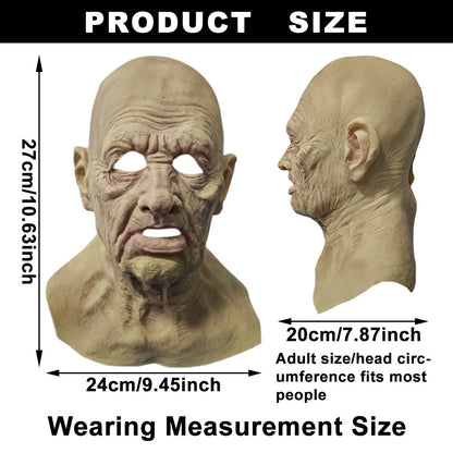 Old Man Latex Mask Bald Man Full Head Mask Halloween Cosplay Party Masquerade Props Realistic Wrinkle Old Man Head Cover