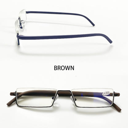 May Flower Metal Anti-Blue Light Reading Glasses Men Half Frame Prescription Eyeglasses Male TR90 Eyewear With Case óculos +1.75
