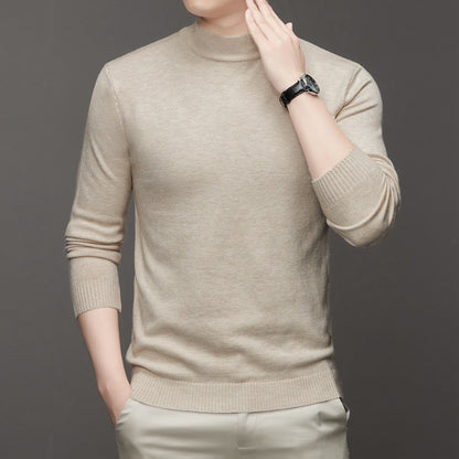 Half Turtleneck Knitwear Sweater New Autumn/Winter Mock Neck Sweatshirts Solid Color Pullovers Man Brand Casual Mens Clothing