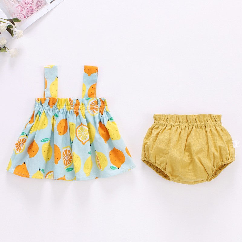 Summer Newborn Baby Clothes For Girls Boys Set Print Thin Mini Dress And PP Shorts 2Pcs Set Infant Baby Clothing Outfit 6-24M
