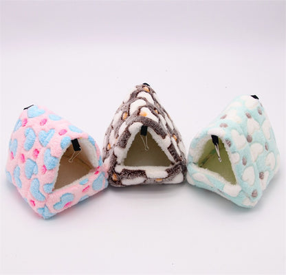 1 PEÇA Casa de Estimação Pequena de Espuma com Estampa de Bolinhas de Fleece Coral Cama Suspensa para Hamster para Pequenos Animais Esquilo Papagaio Ninho de Algodão