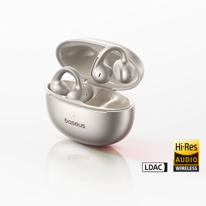 Fones de ouvido sem fio Baseus MC1 Pro Ear Clip Bluetooth 6.0 Hi-Res Ultra Open Earbuds Tipo brinco 4 microfones ENC fones de ouvido com clipe