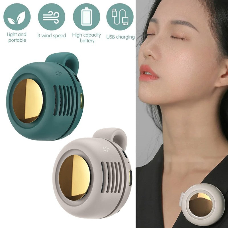 USB Hanging Neck Fan Portable Mute Mini Clip Hanging Waist Electric Fan 900mah Leafless Fan 3 Speeds for Outdoor Camping Fishing