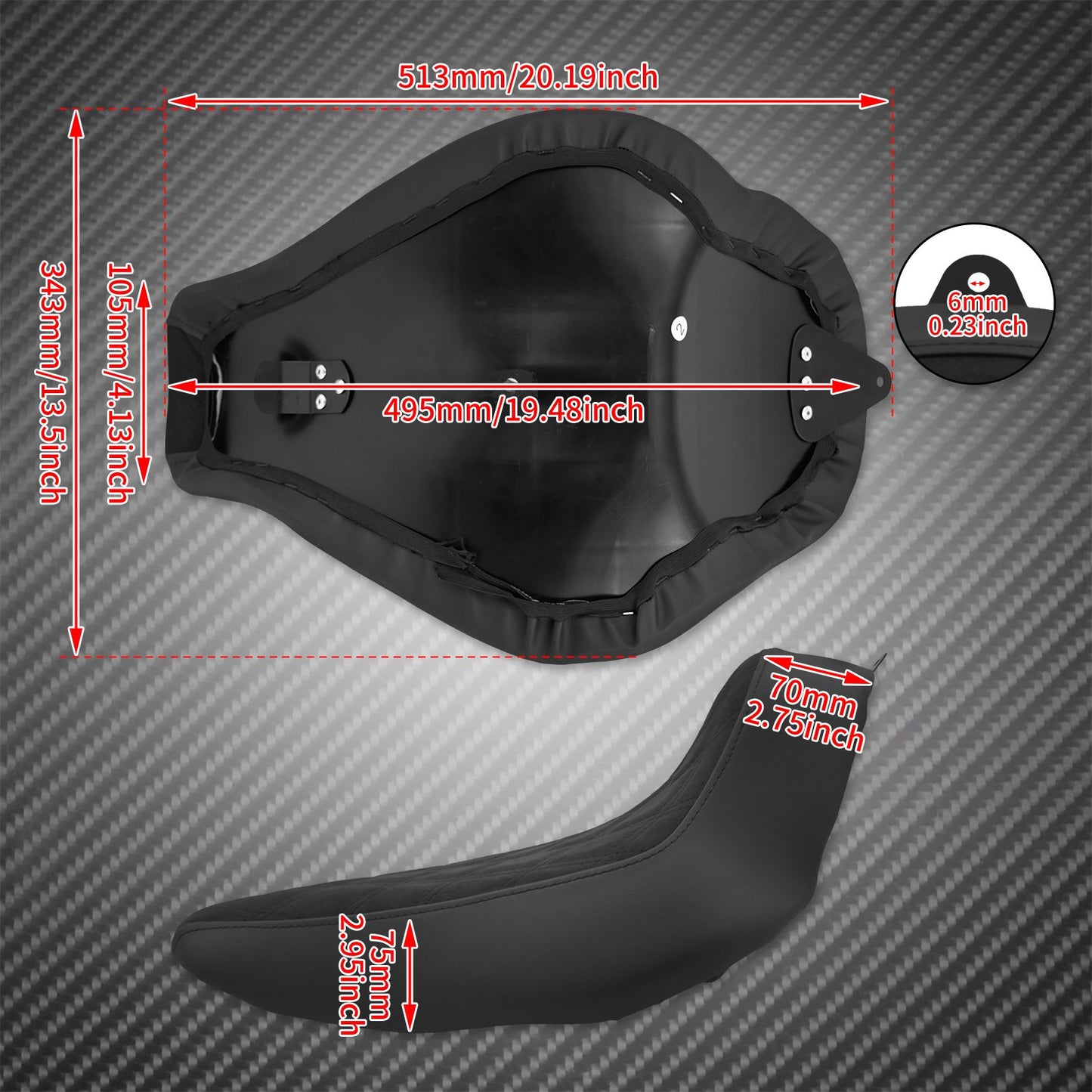 Banco Dianteiro Individual para Motocicleta com Almofada de Diamante Perfil Baixo para Harley Softail Fatboy Breakout FXBRS FXBR FLSTF 2018-2024
