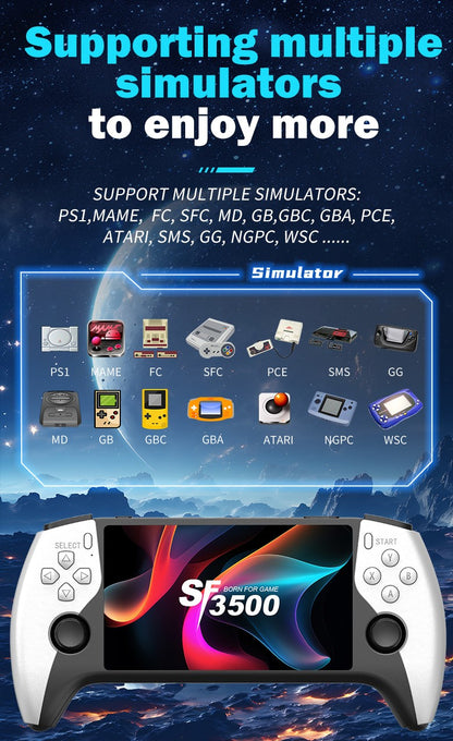 SF3500 Handheld Game Console, 5-Inch IPS Large Screen Portable Game Console, Built-in 20000+ Games, Supports FHD Output