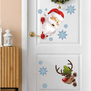 Santa Claus Reindeer Wall Stickers Christmas Home Decoration Living Room Background Wall Stickers Christmas Bedroom Wall Sticker