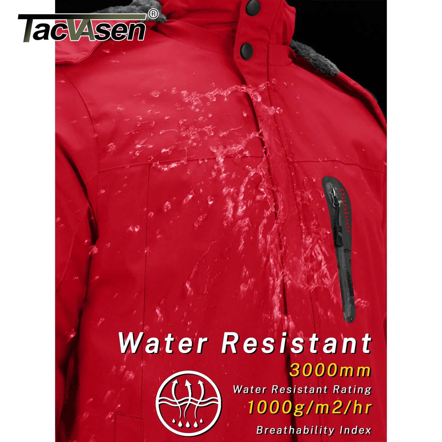 TACVASEN Winter Thicken Fleece Jacket Mens Waterproof Hiking Skiing Jackets Outdoor Mountain Trekking Windbreaker Parka Male