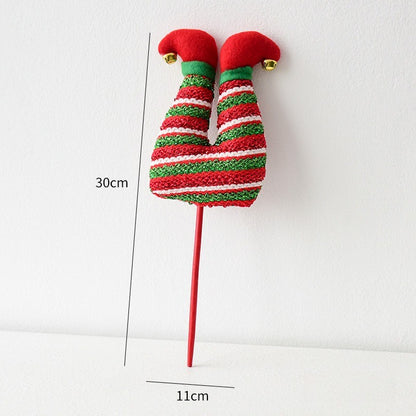 1PC Elf Hat Cuttle Decorated Striped Pants Cuttle Christmas Tree Christmas Elf Stick Christmas Gift Holiday Atmosphere Dress Up