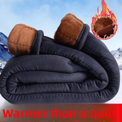 Men's Winter Thiened Fce Lined Camel down Cotton Pants ly Warm Trousers Large Size Dad Clothes Inner Wear Long Trou...