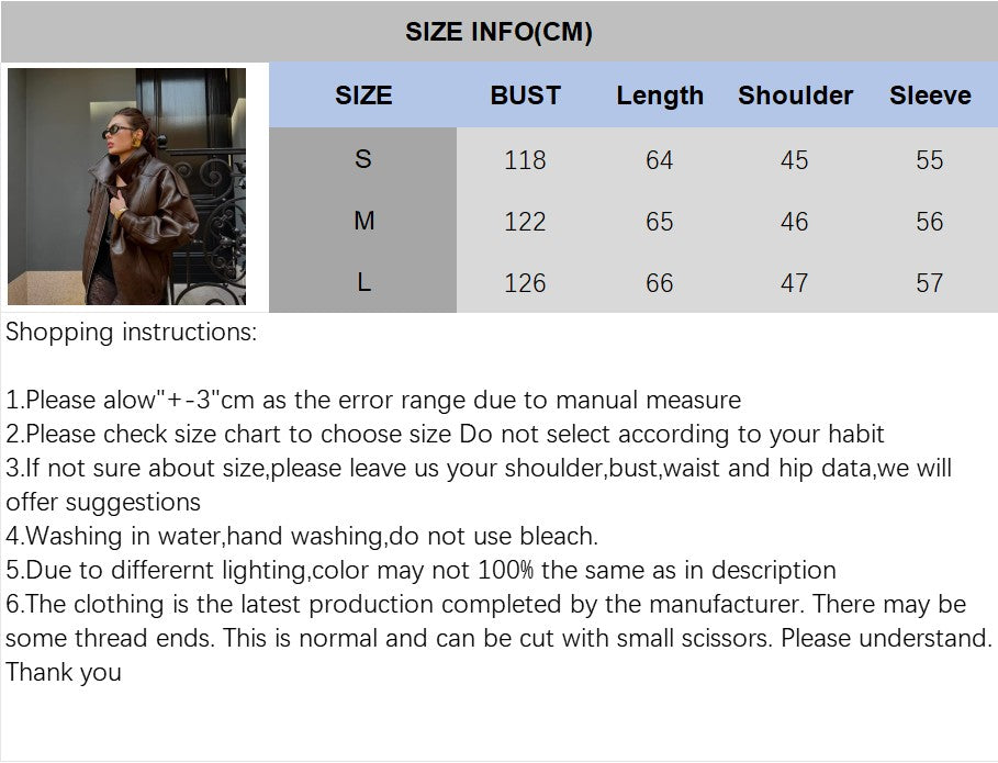 NERHEFZ Women Leather Jacket with Zipper Autumn Asymmetry Turn Down Collar Long Sleeve Button Lady Coats Causal Female Chic Tops