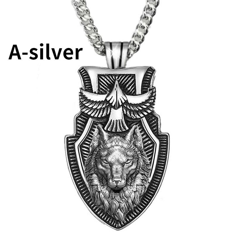 Colar Masculino de Aço Inoxidável com Pingente Triângulo e Cabeça de Lobo, Joia Punk de Animal para Homens, Presente de Aniversário, Estilo Hip Hop