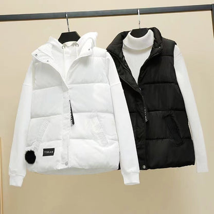 2024 New Autumn Winter Solid Loose Vest Women Down Cotton Vest Female Warm Sleeveless Short Coat Jacket Windproof Warm Waistcoat