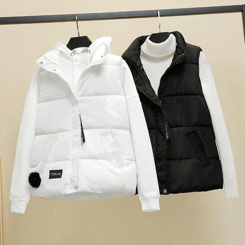 2024 New Autumn Winter Solid Loose Vest Women Down Cotton Vest Female Warm Sleeveless Short Coat Jacket Windproof Warm Waistcoat