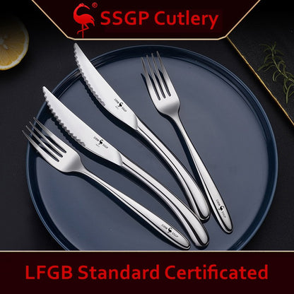 Talheres de luxo em aço inoxidável 316 com certificação LFGB, retrô clássico, garfo, faca, colher, conjunto de utensílios de mesa para banquete
