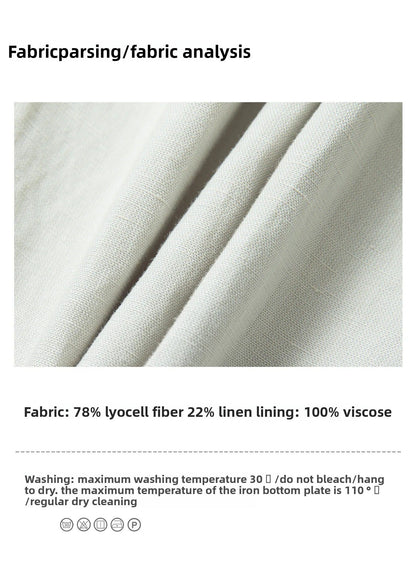 Colne U-Neck Linen Blend Vest And Knife Pleat One-Piece Pants Women's Fashion Design Sensation Tianli Material Long Pants