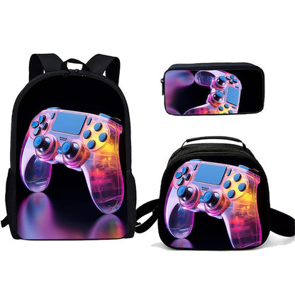 Desenho animado Popular console de jogos pad Impressão 3D 3pçs/Conjunto Mochilas Escolares de Estudante para Laptop Mochila Daypack Bolsa Transversal de Almoço Estojo de Lápis