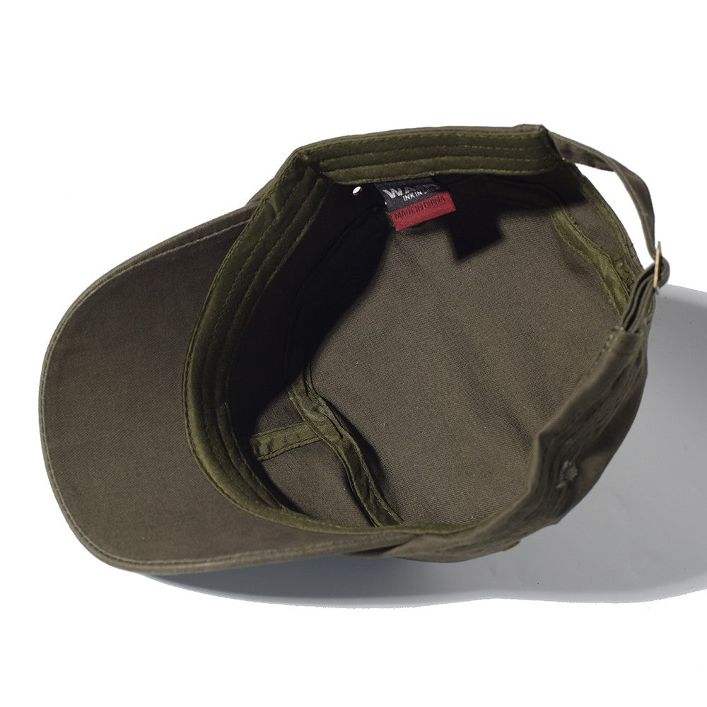 Four Seasons Washed Cotton Flat Caps Men Women Military cap Unique Design Vintage Flat Top Hat