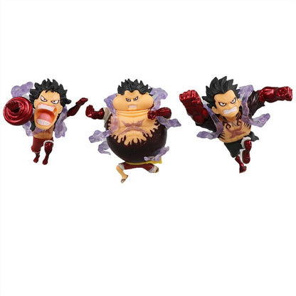 5 peças/conjunto Q Versão Anime One Piece Gear 4 Luffy Action Figure Elastic Man Estátua Fofa Modelo PVC Brinquedos Coleção Presentes Infantis