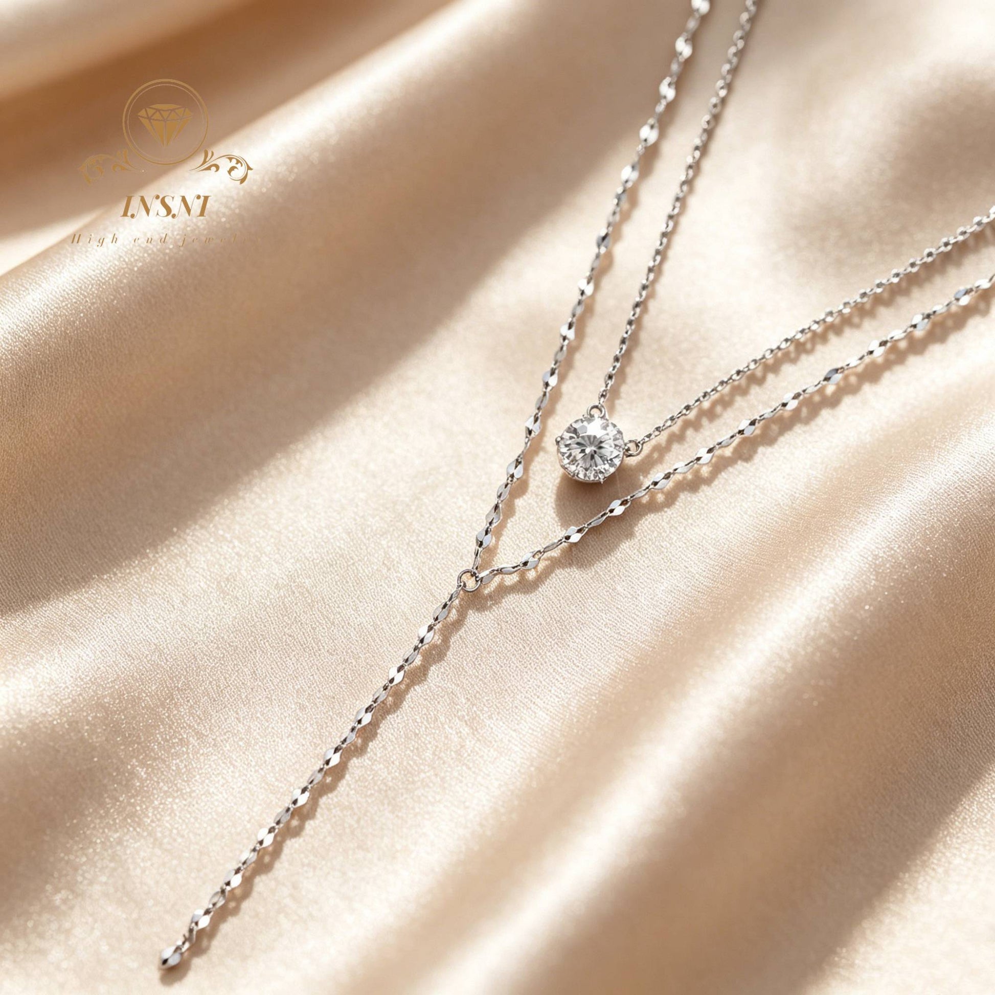 Moissanite S925 Silver Double-layer Necklace Y-shaped Fringed Exquisite Sweater Chain Light Luxury Niche Affordable Jewelry Gift
