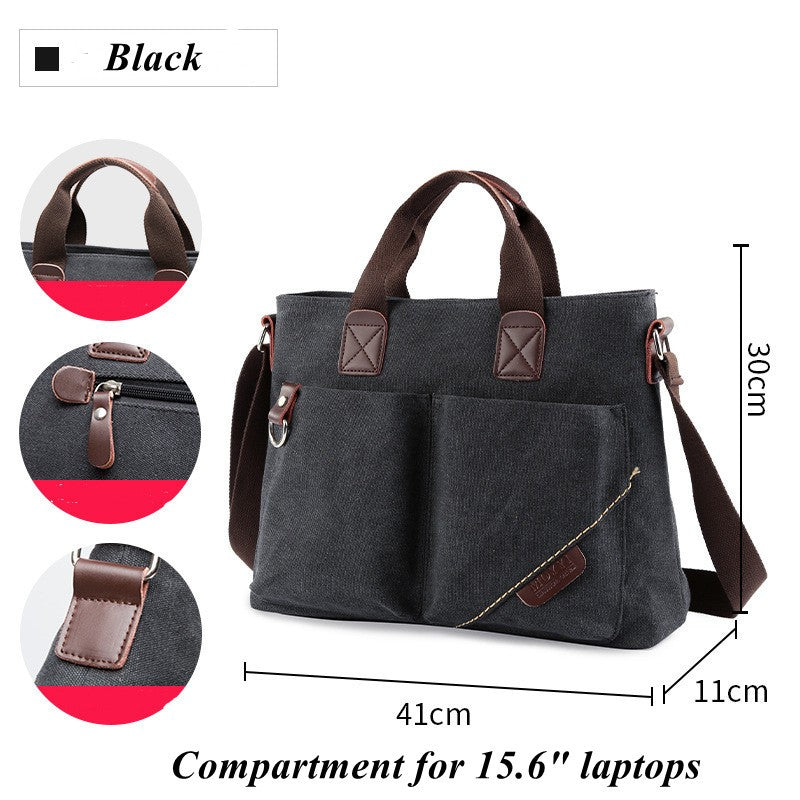 Men's Business Canvas Handbag Outdoor Crossbody Bag Men's Bag Shoulder Bag Student Casual Messenger Bag For Men Male Handbag